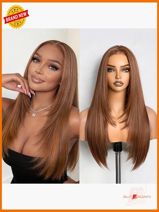 Straight Lace Front Wig with Highlights Glueless Layered 24 Inch main image 3